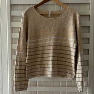 Chic Striped Beige and Green Sweater